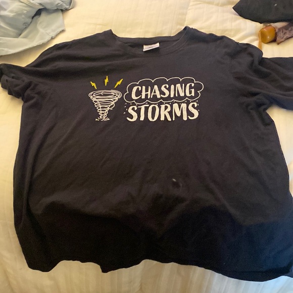 Other - Black and white T-shirt, chasing storms, unisex extra-large,small stain in pics